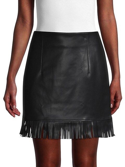 Avec Les Filles Fringed Faux Leather Skirt on SALE | Saks OFF 5TH | Saks Fifth Avenue OFF 5TH
