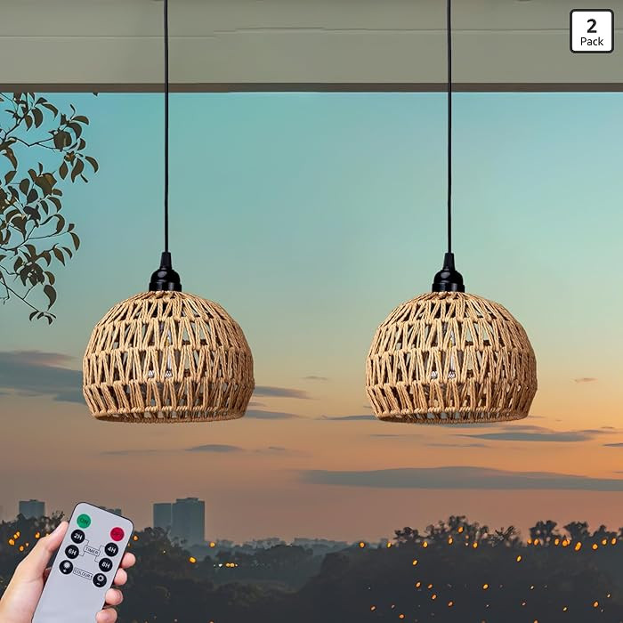 Battery Operated Hanging Outdoor Chandelier, Battery Power Pendant Light, Gazebo Lights Outdoor W... | Amazon (US)