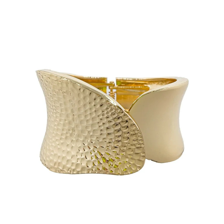 Time and Tru Adult Ladies Gold Shiny Cuff Bracelet, 1 Pack, Hinged Metal Cuff - Walmart.com | Walmart (US)