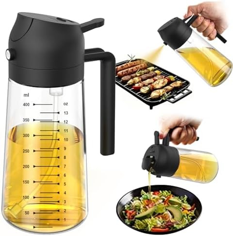 TrendPlain 16oz/470ml Glass Olive Oil Sprayer for Cooking – 2 in 1 Olive Oil Dispenser Bottle f... | Amazon (US)