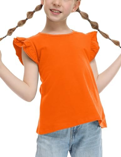 Arshiner Girls Shirts Ruffle Short Sleeve Summer Cute Casual Crewneck Tops Blouse Tee | Amazon (US)