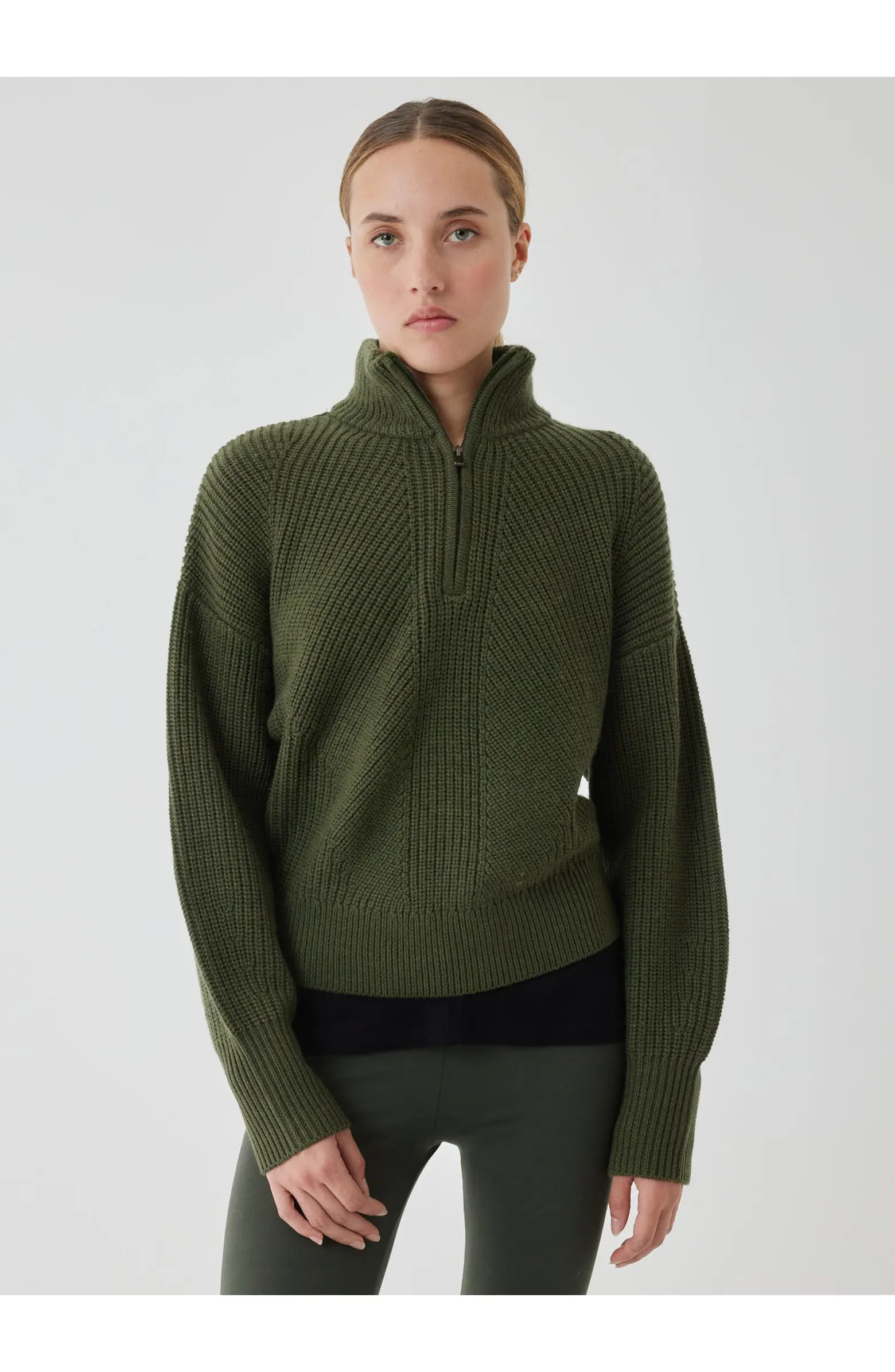 Majestic Filatures Merino Rib Half Zip Mock Neck | Nordstrom | Nordstrom