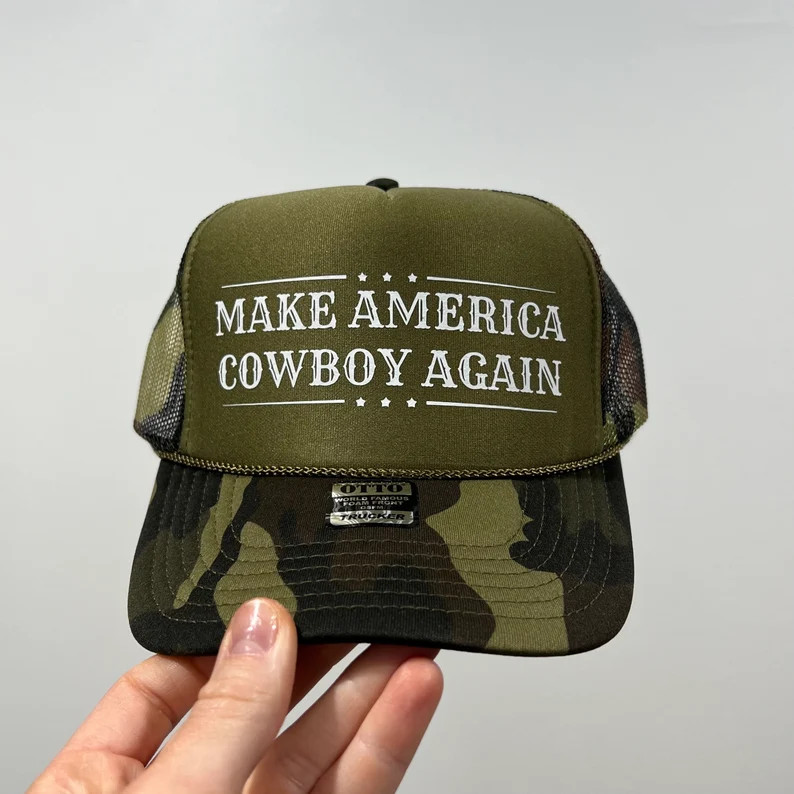 Make America Cowboy Again Trucker Hat Patriotic Country Concert Hat Fourth of July Camouflage - E... | Etsy (US)
