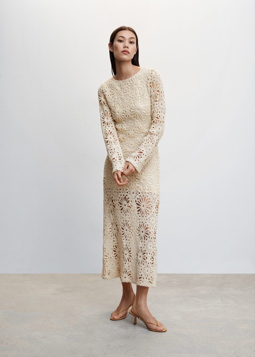 crochet dress with back neckline -  Women | Mango USA | MANGO (US)