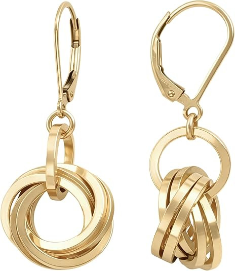 Elegant 14K Yellow Gold-Filled Love Knot Earrings | Stylish Leverback Circle Dangle Earrings for ... | Amazon (US)