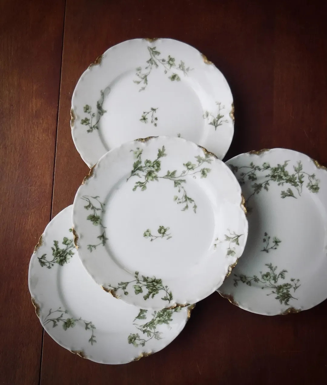 Antique French Limoges Bread Plates Dishes Green Set of Four Floral Wedding Gift Cottagecore Deco... | Etsy (US)