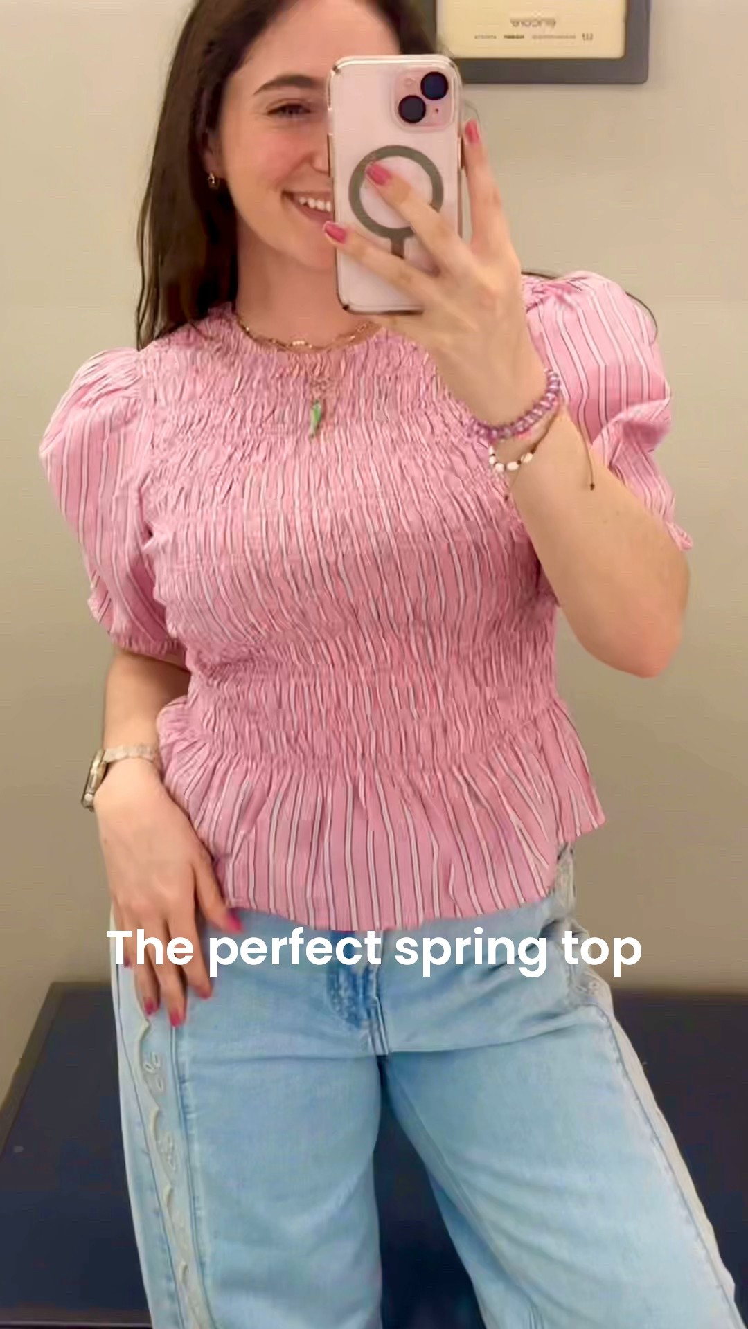 This spring-ready top at Old Navy right now is such a winner. LOVE the color, the cut, and it's super lightweight. I've been really liking a smocked puff sleeve peplum top lately for my hourglass body type. Wearing a size M (fits TTS). Links in the comments. #spring #springoutfitinspo #top

#LTKSpringSale