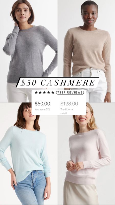 $50 cashmere crewneck sweaters! So many gorgeous colors 🤍 #cashmere #crewneck #cashmeresweater 

#LTKFind #LTKunder50 #LTKSeasonal