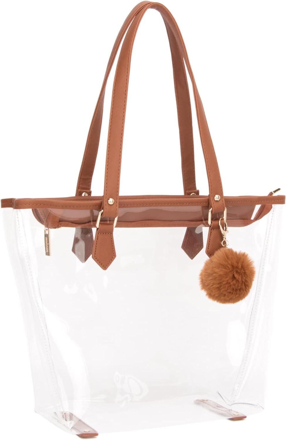 Large Clear Bag Transparent Shoulder Handbag with Plush Pendant | Amazon (US)