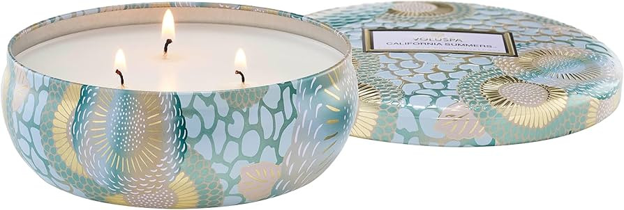 Voluspa California Summers Candle Tin, 12 oz, Coconut Wax Blend, 3 Wick Candle Tin, Scented Candl... | Amazon (US)