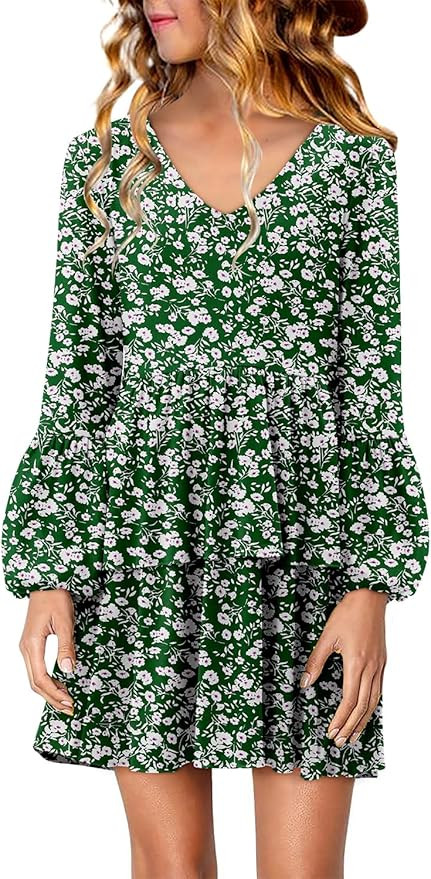 storeofbaby Girls Long Sleeve Dress Casual V Neck Loose Fit Flowy Swing Dresses 4-13 Years | Amazon (US)