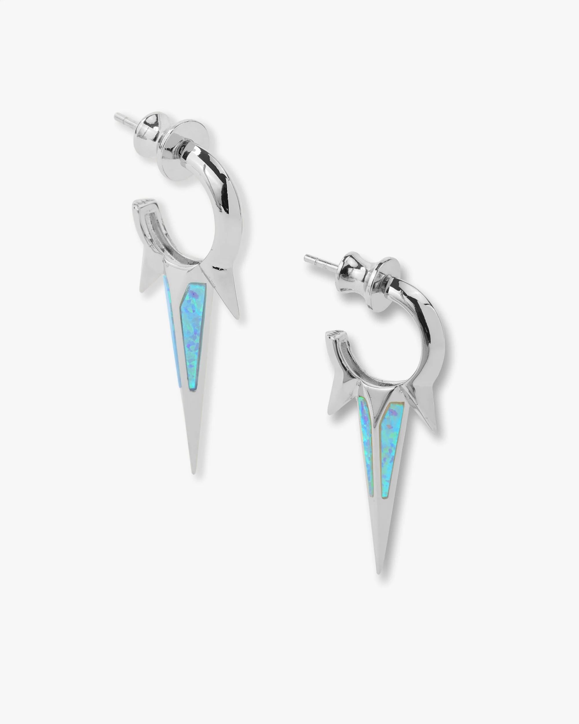 Gabriella Blue Opal Triple Spike Earrings - Silver|Blue Opal | Melinda Maria