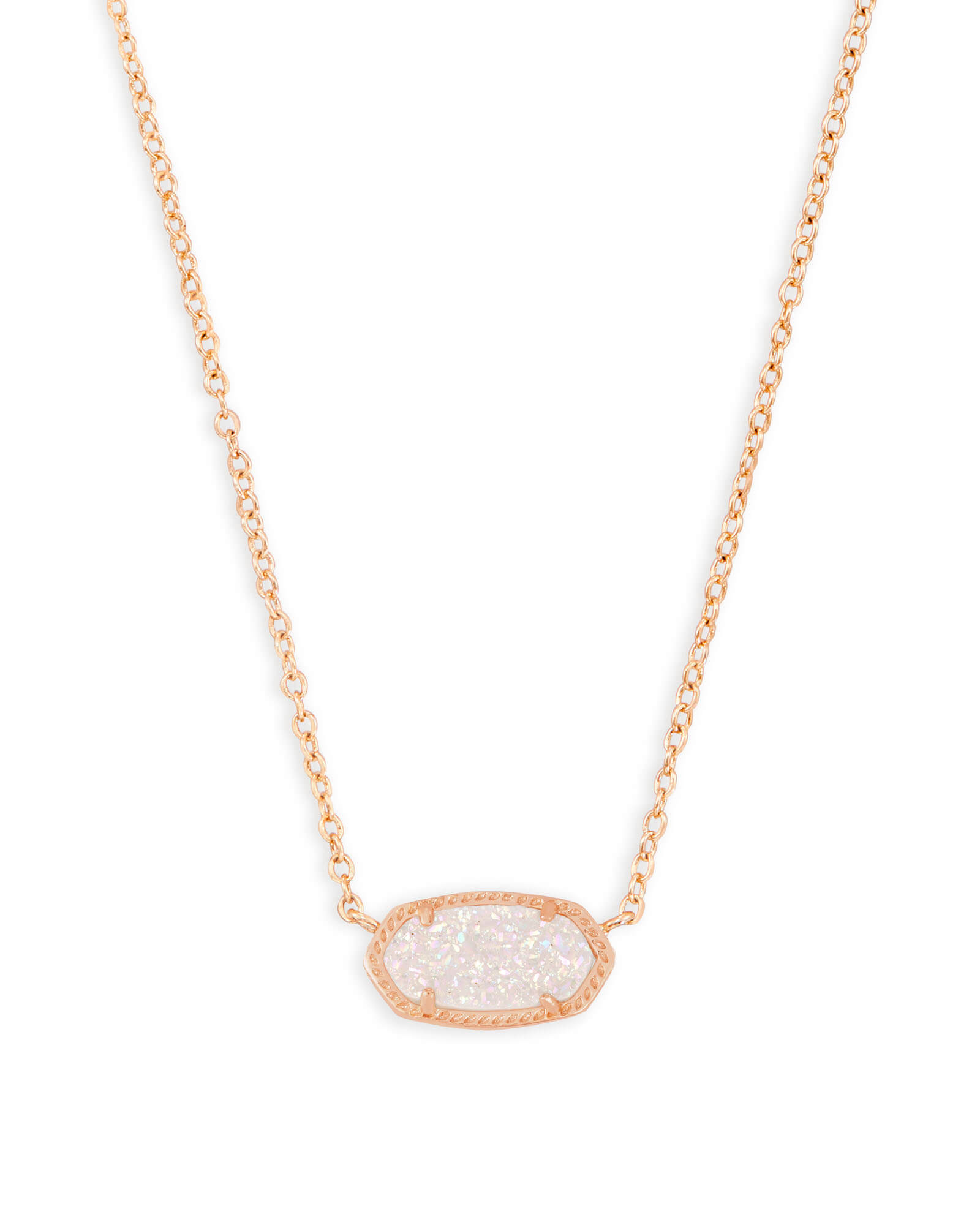 Elisa Rose Gold Pendant Necklace in Iridescent Drusy | Kendra Scott