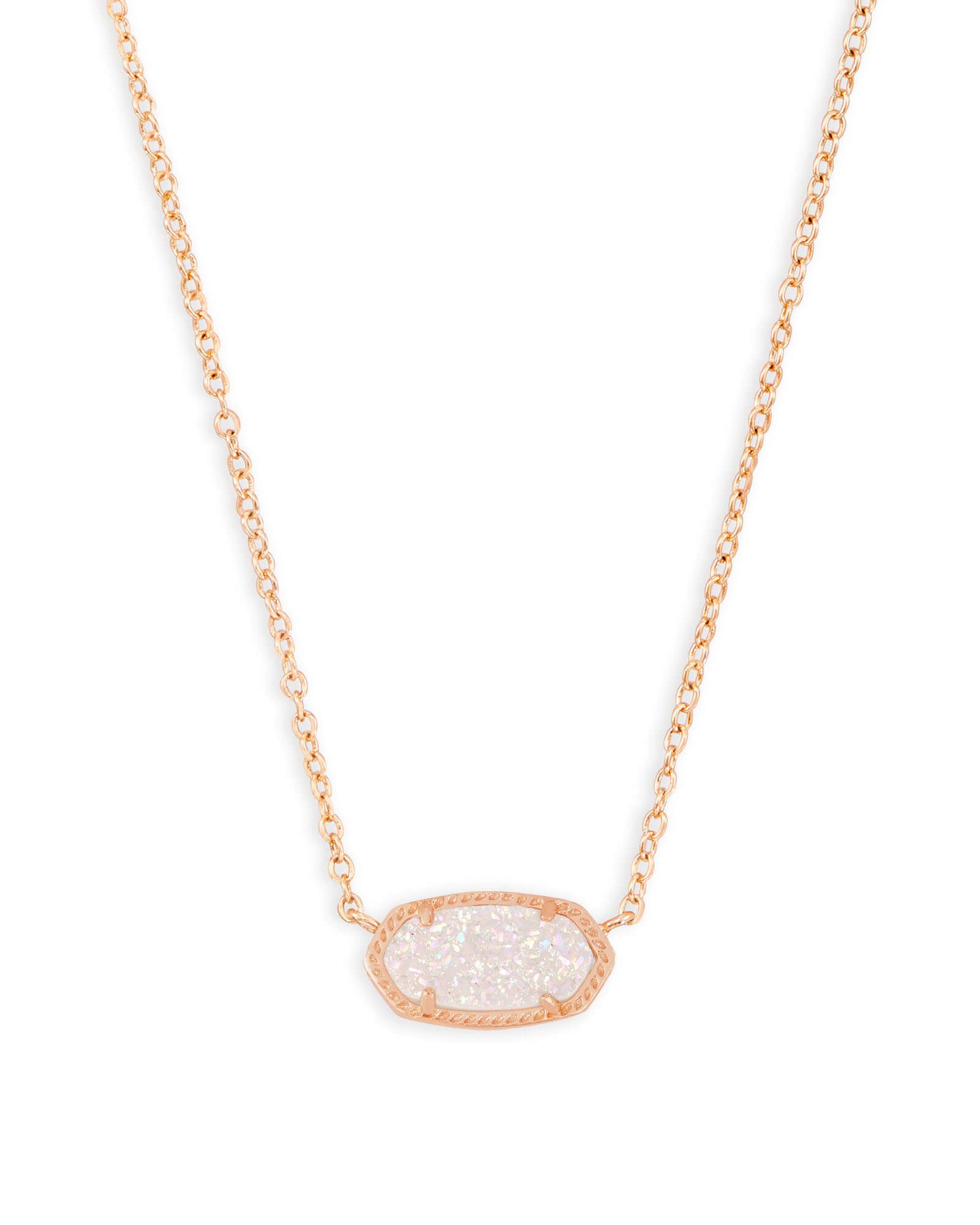 Elisa Rose Gold Pendant Necklace in Iridescent Drusy | Kendra Scott