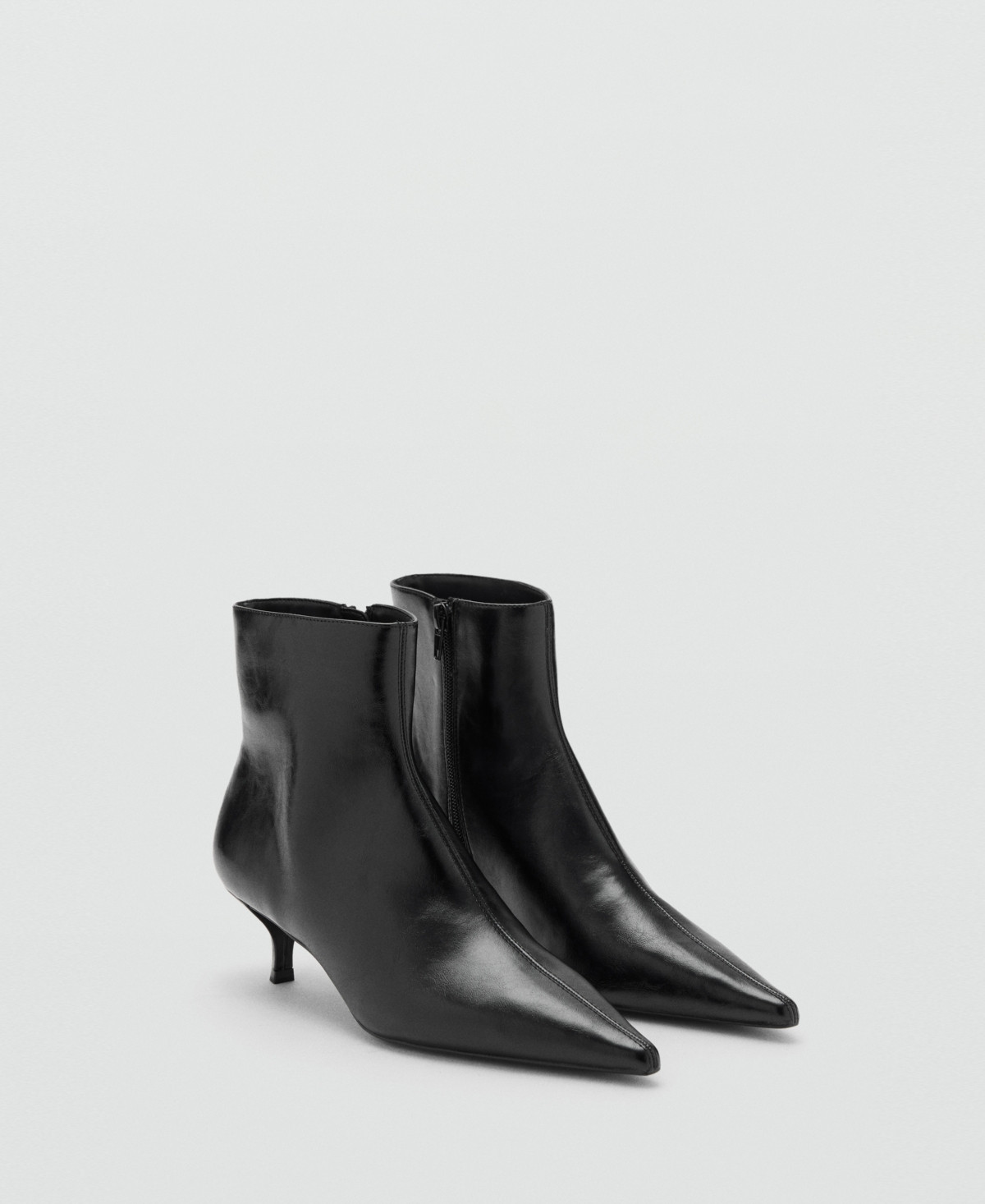 Mango Women's Kitten-Heel Pointed-Toe Ankle Boots - Black | Macy's