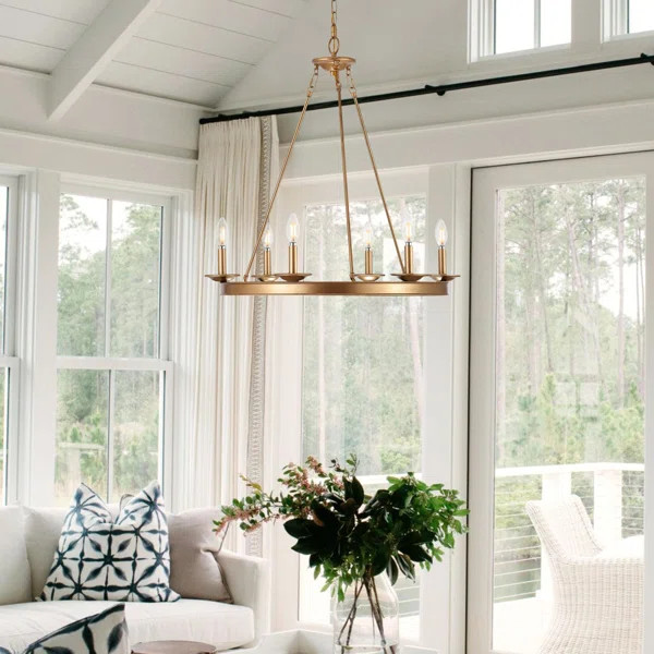 Narron 6 - Light Candle Style Wagon Wheel Chandelier | Wayfair North America