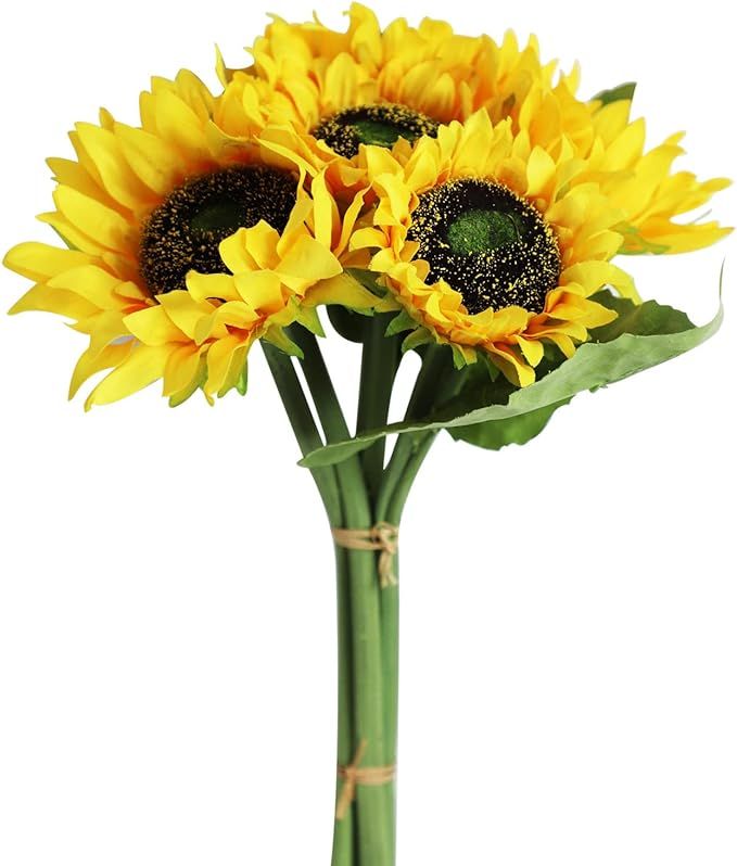 Levana.m Artificial Sunflower 6Pcs Fake Sunflowers Realistic Silk Sunflower Bouquet with Stems fo... | Amazon (US)