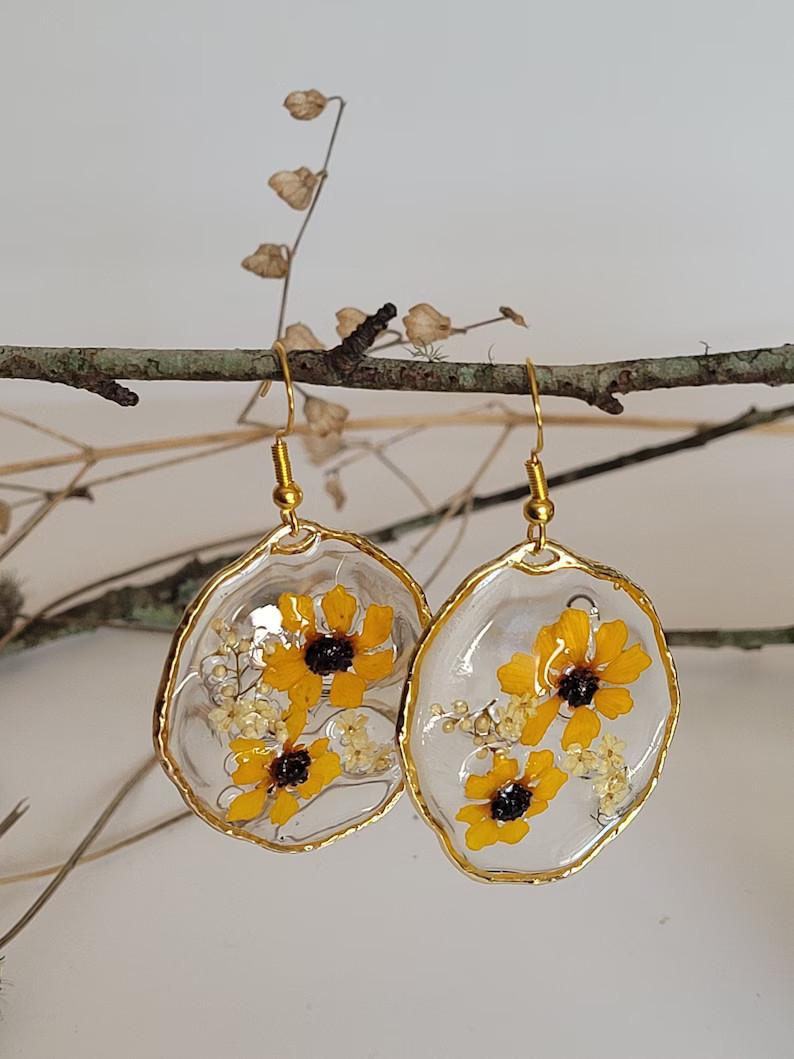 Pressed Flowers Earrings | Etsy (US)