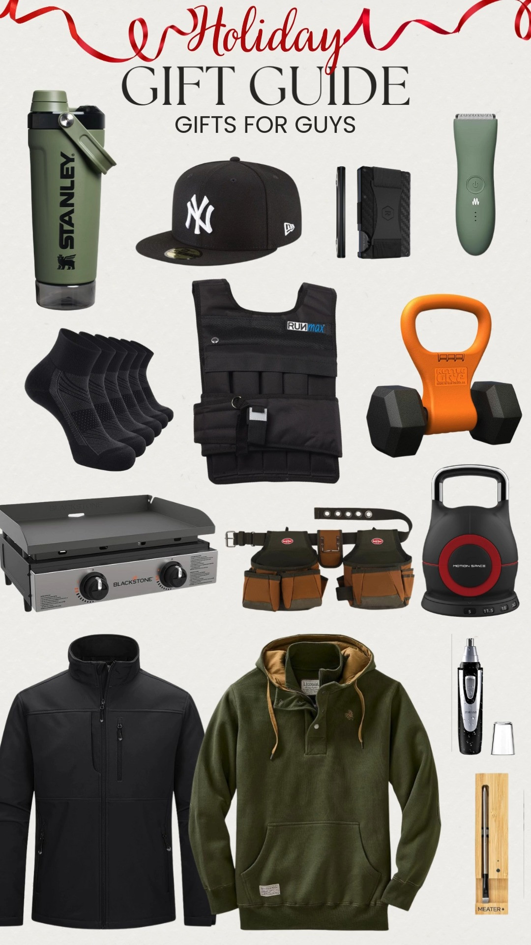 Holiday Gift Guide: Gifts for Guys 🎁🔥 Amazon finds he’ll use every day! From kettlebells for workouts, a sturdy tool belt, tabletop grill, trimmers, shaker bottle, ball cap, wallet, socks, weighted vest, cozy sweatshirt, warm jacket, and a meat thermometer for perfect cooks. Practical, fun, and guy approved! 🙌🎄 

 #LTKGiftGuide #LTKHoliday #LTKMens