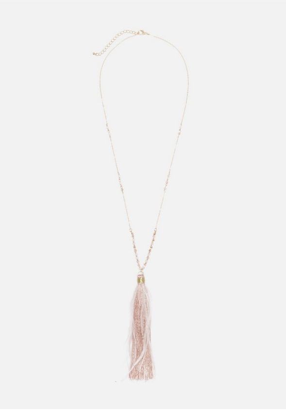 JustFab Necklace Ruffle Your Feathers Womens Blush Size OSFM | JustFab