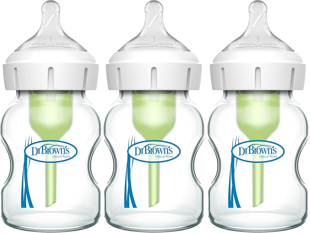 Dr. Brown's Natural Flow Anti-Colic Options+ Wide-Neck Glass Baby Bottles 5 oz/150 mL, with Level... | Amazon (US)