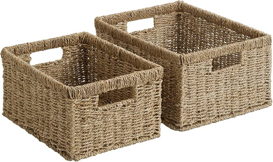 StorageWorks Wicker Storage Baskets, Natural Seagrass Storage Basket, 2Pack | Amazon (US)