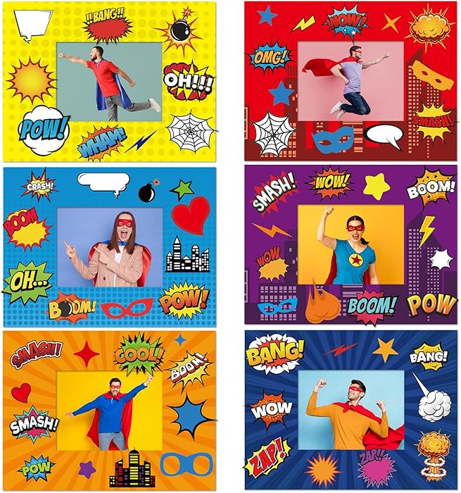 chiazllta 30 Pack Super Theme Hero DIY Picture Frame Craft Kit Fashion Hero DIY Photograph Craft ... | Amazon (US)