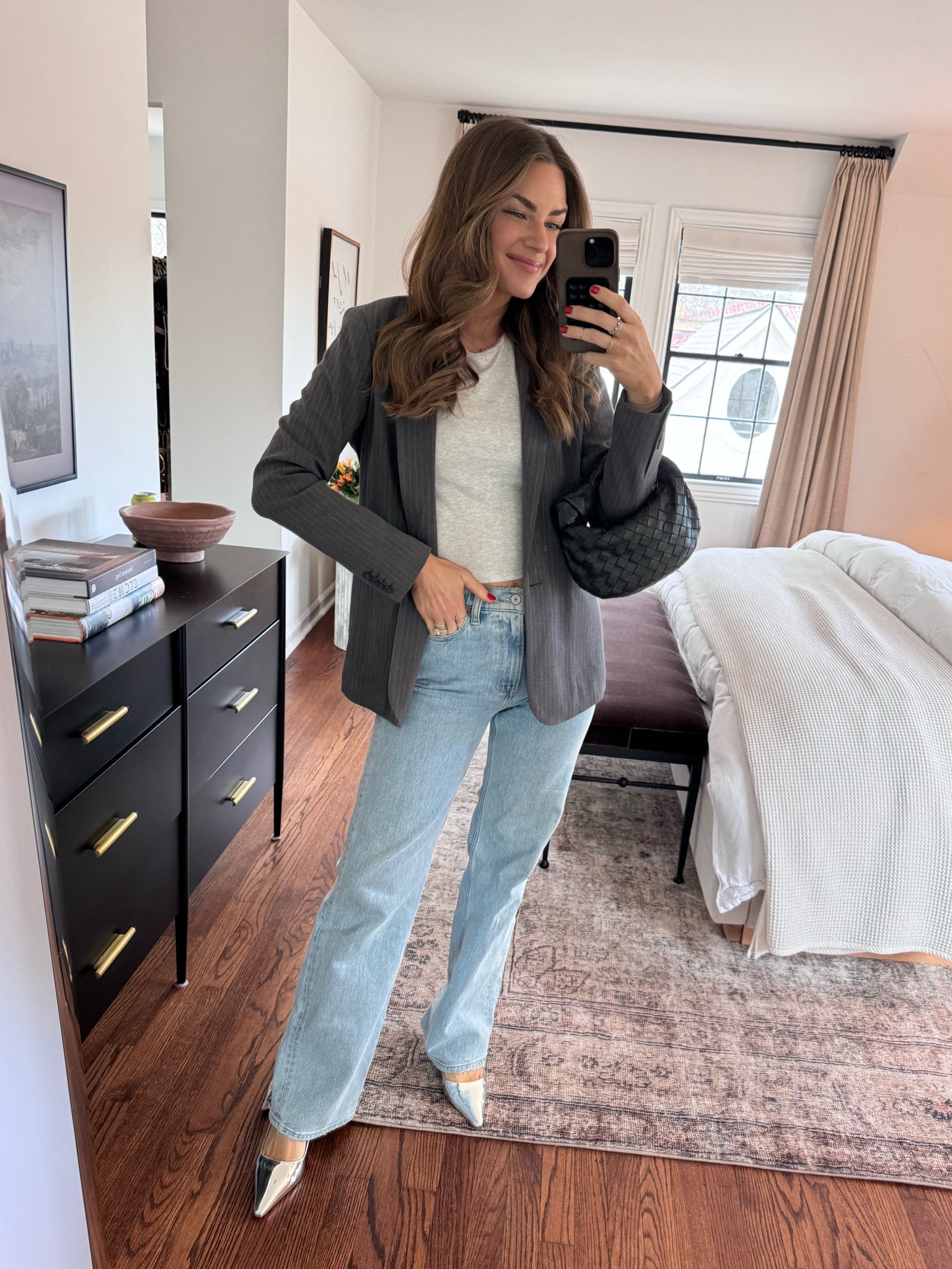 Date night OOTN 

Size S tee & blazer. Jeans (25R) and heels fit TTS. 

Use code: ALOPROFILE for my necklace & other earrings in my second hole.