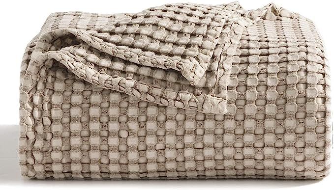 Bedsure Cotton Waffle Weave Throw Blanket - Lightweight Breathable Blanket of Rayon Derived from ... | Amazon (US)