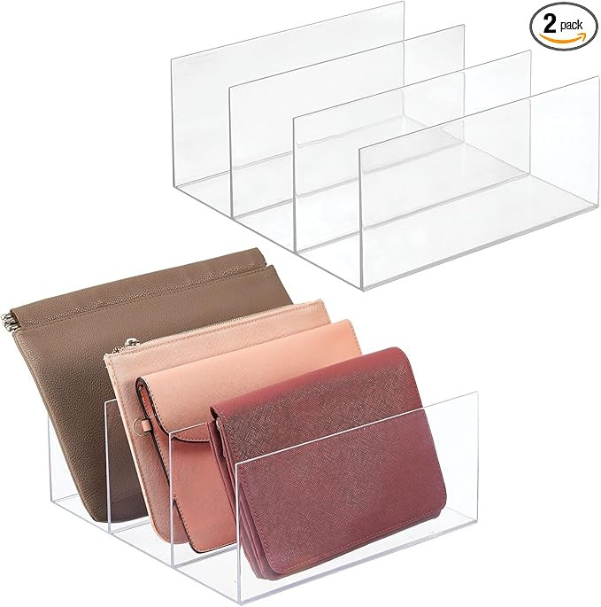 mDesign Plastic Purse/Handbag Organizer - Closet Divided Storage for Bags, Clutches, Wallets, Wri... | Amazon (US)