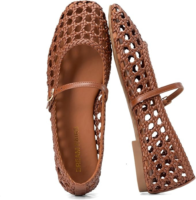 DREAM PAIRS Woven Ballet Mary Jane Flats for Women Dressy Comfortable Square Toe Ballerina Flats ... | Amazon (US)