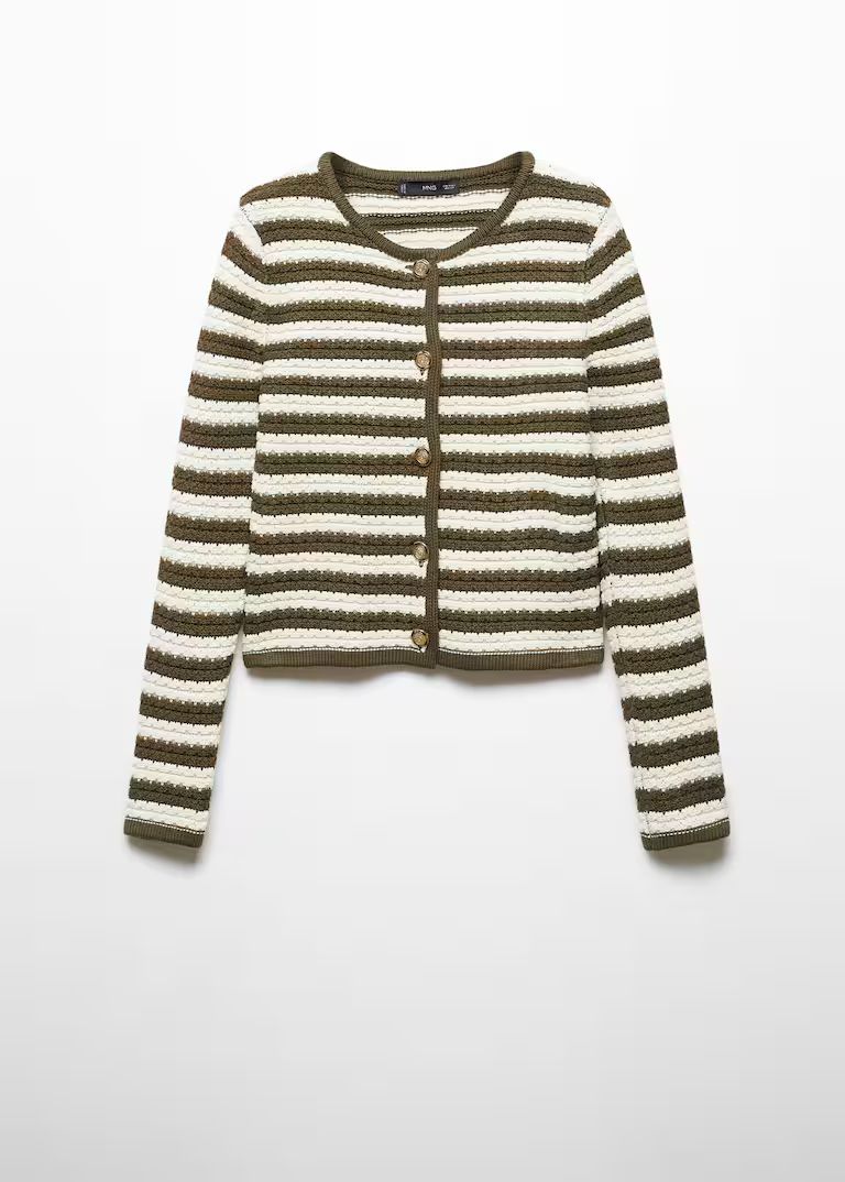 Striped cardigan with jewel buttons | MANGO (US)