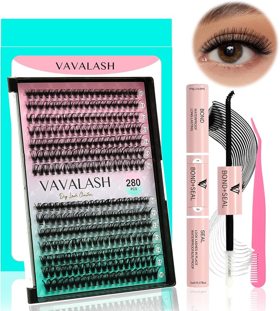VAVALASH DIY Lash Extensions Kit Individual Cluster Lashes Kit with 280 Lash Clusters 30D+40D-0.0... | Amazon (US)