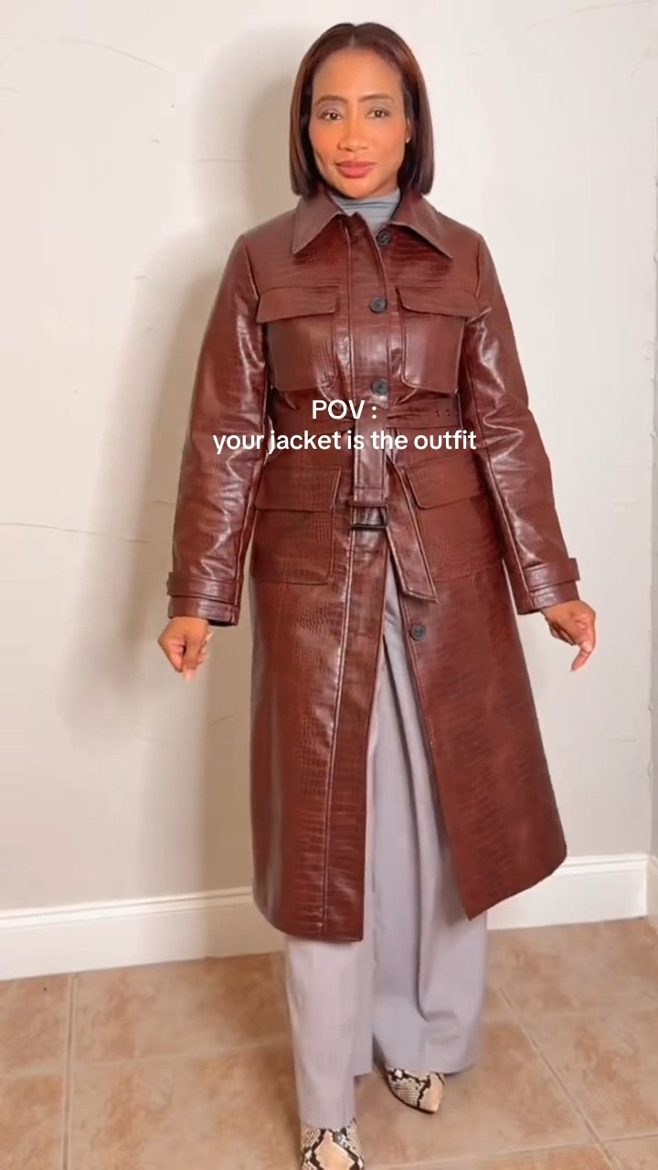 The jacket is the outfit. 
Main character energy. Boardroom villain. Coffee run couture.

#leatherjacket #LeatherTrench #maincharactermoment #effortlesslychic
#StyleOverEverything

#LTKgrwm #LTKootd #LTKWorkwear