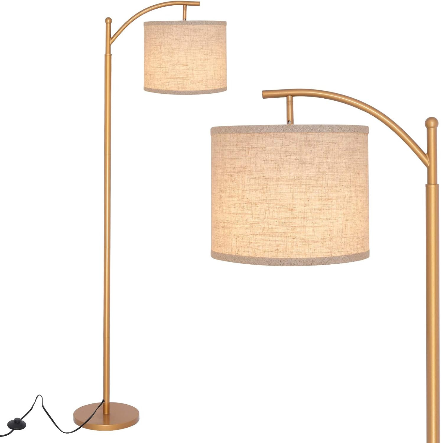 Zorykn Classic Gold Standing Floor Lamp with Arc Lamp Shade, Golden Standing Lamps for Living Roo... | Amazon (US)