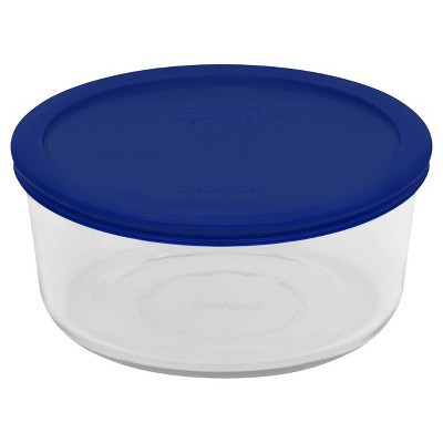 Pyrex 7 Cup Glass Round Storage Container Blue: Microwave, Oven, Dishwasher & Freezer Safe, Includes Lid | Target