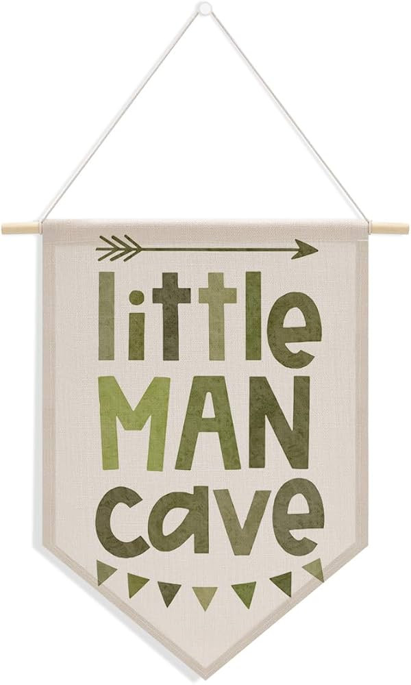 Little Man Cave Sign for Boys Toddler Baby Room Nursery Wall Decor, Wall Hanging Pennant Flag Ban... | Amazon (US)