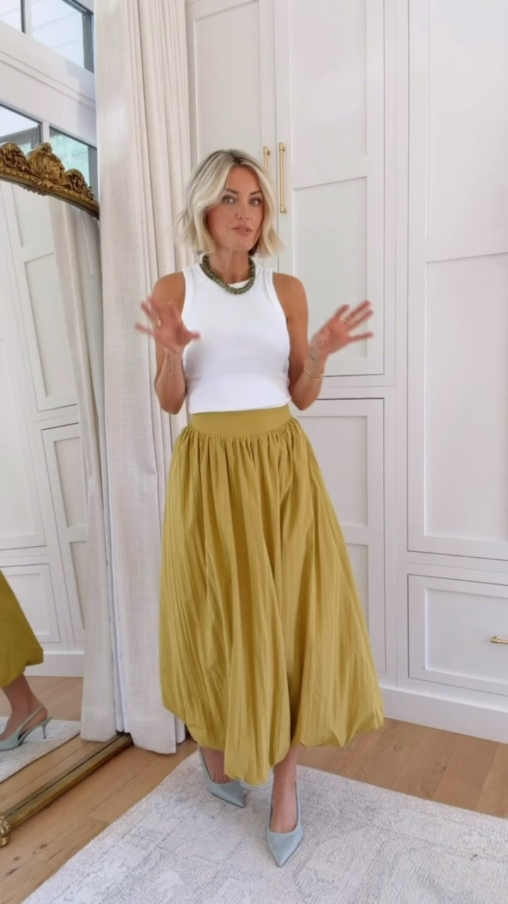 This chartreuse skirt looks so designer and high end! Cannot believe it’s an Amazon find 😍wearing small in tank and skirt

Loverly grey, fall outfit ideas, transitional womens fashion, Amazon style finds, statement skirt, work outfit inspo

#LTKSeasonal #LTKWorkwear