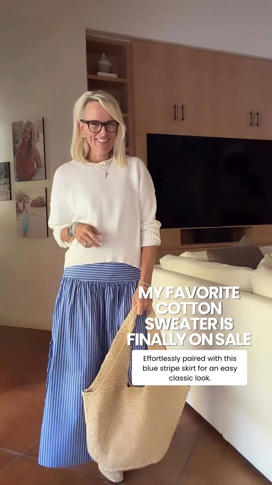 This cotton sweater is one of those timeless pieces you’ll reach for year after year, and it’s finally on sale! I paired it with this blue striped skirt for an effortless, polished look that’s perfect for everything from lunch with friends to weekend outings.

💡 LTK MADE EASY
❤️ Heart = Support my posts!
🔖 Save = Get sale & restock alerts
📋 Lists = Keep favorites organized
📲 Share = Send lists and products to a friend. Hello, Christmas List!
💬 Comment = Ask me anything about what I’m wearing. :-)

#LTKootd #LTKSaleAlert