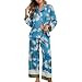 Womens Silk Pajamas Floral Button Up Long Sleeve Satin Pj Sets | Amazon (US)
