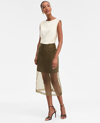 I.N.C. International Concepts Women's Sheer-Hem Midi Skirt, Macy's Exclusive - Macy's | Macy's