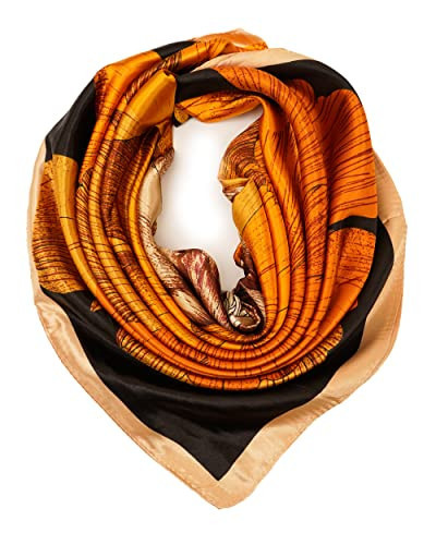 YOUR SMILE Silk Feeling Scarf Women's Fashion Pattern & Solid Color Large Square Satin Headscarf (612) | Amazon (US)