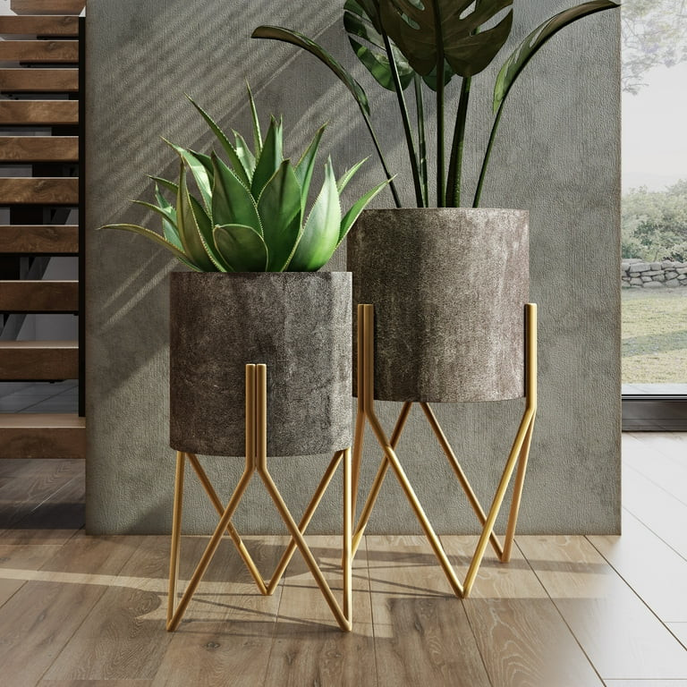 Jarvis Mid Century Modern Metal Planters (Set of 2) | Walmart (US)