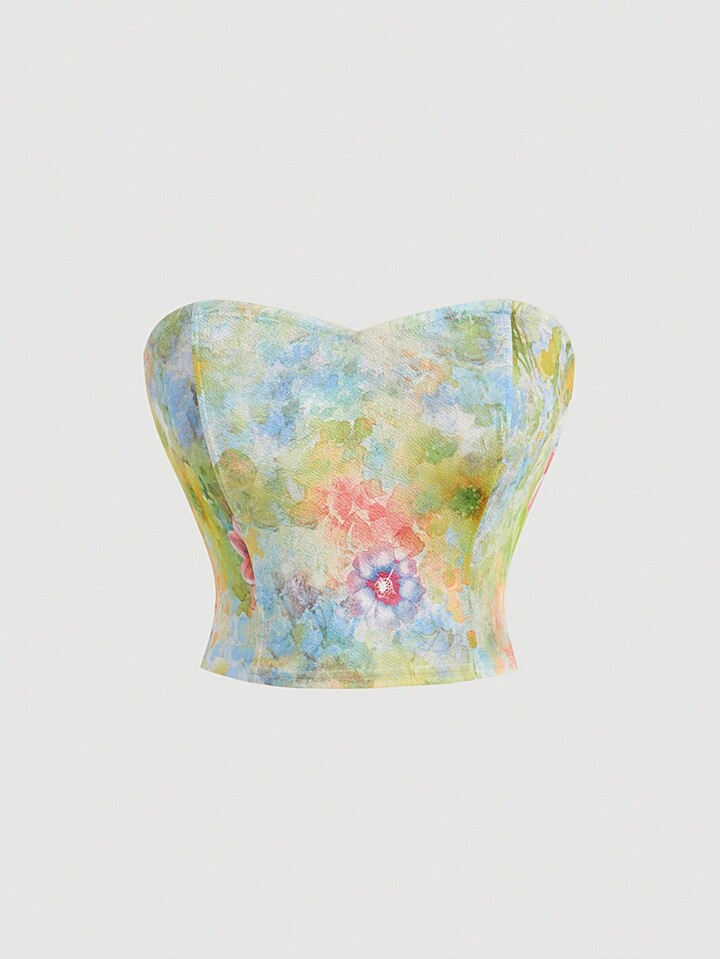 SHEIN MOD Summer Women Floral Bandeau Top | SHEIN