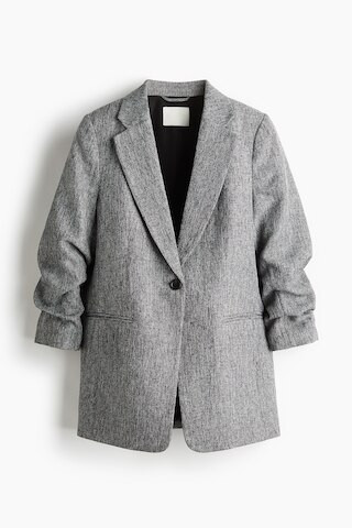 H & M - Gathered-Sleeve Jacket - Gray | H&M (US + CA)
