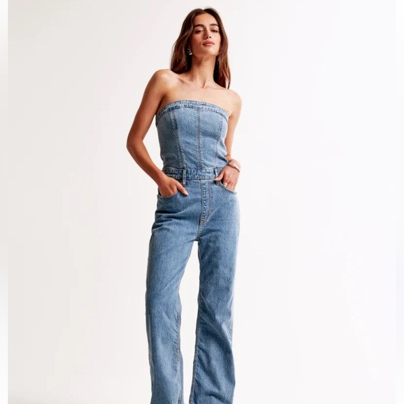 Abercrombie & Fitch Women's Blue Denim Jumpsuit | Poshmark