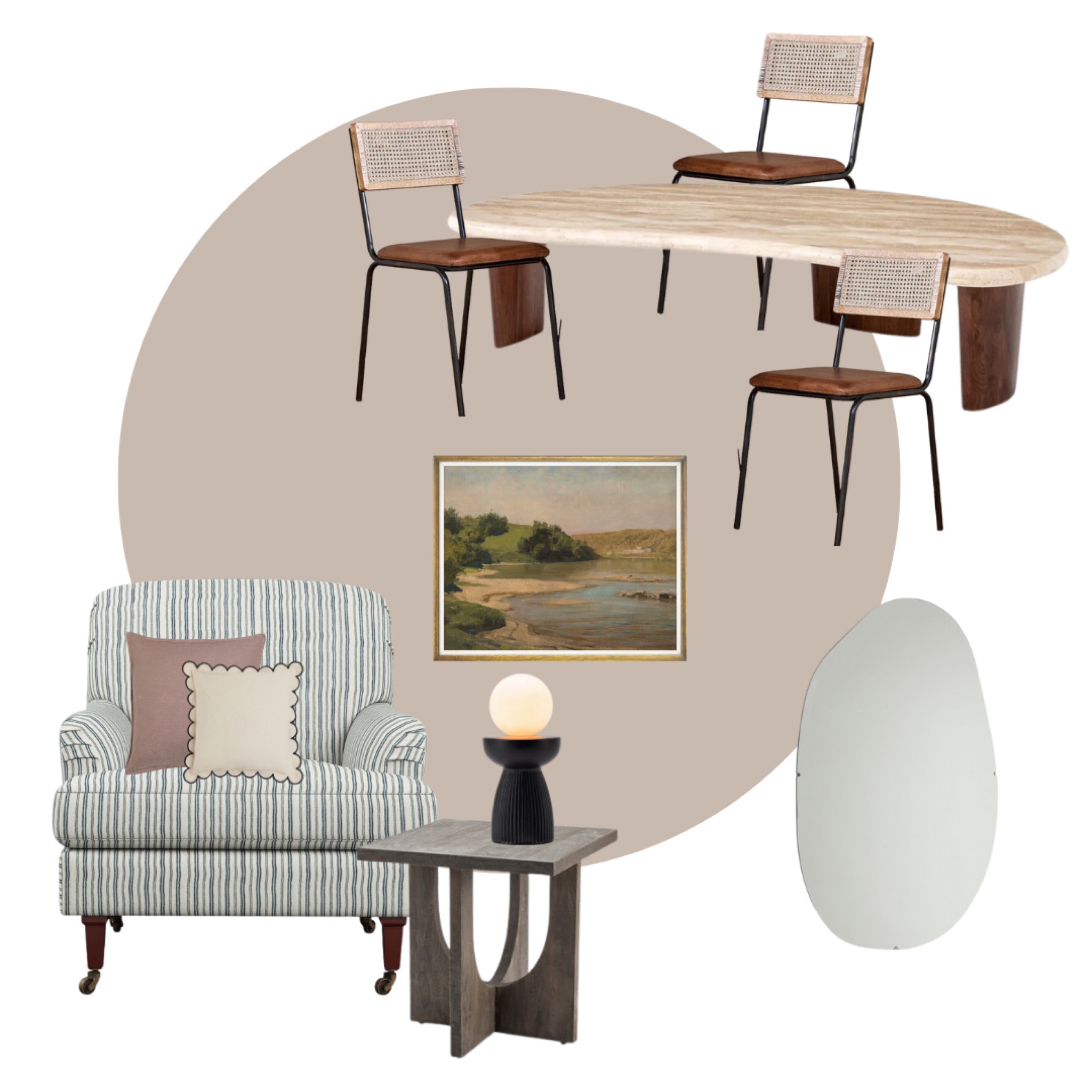 Cottage Core light and dining space mood board