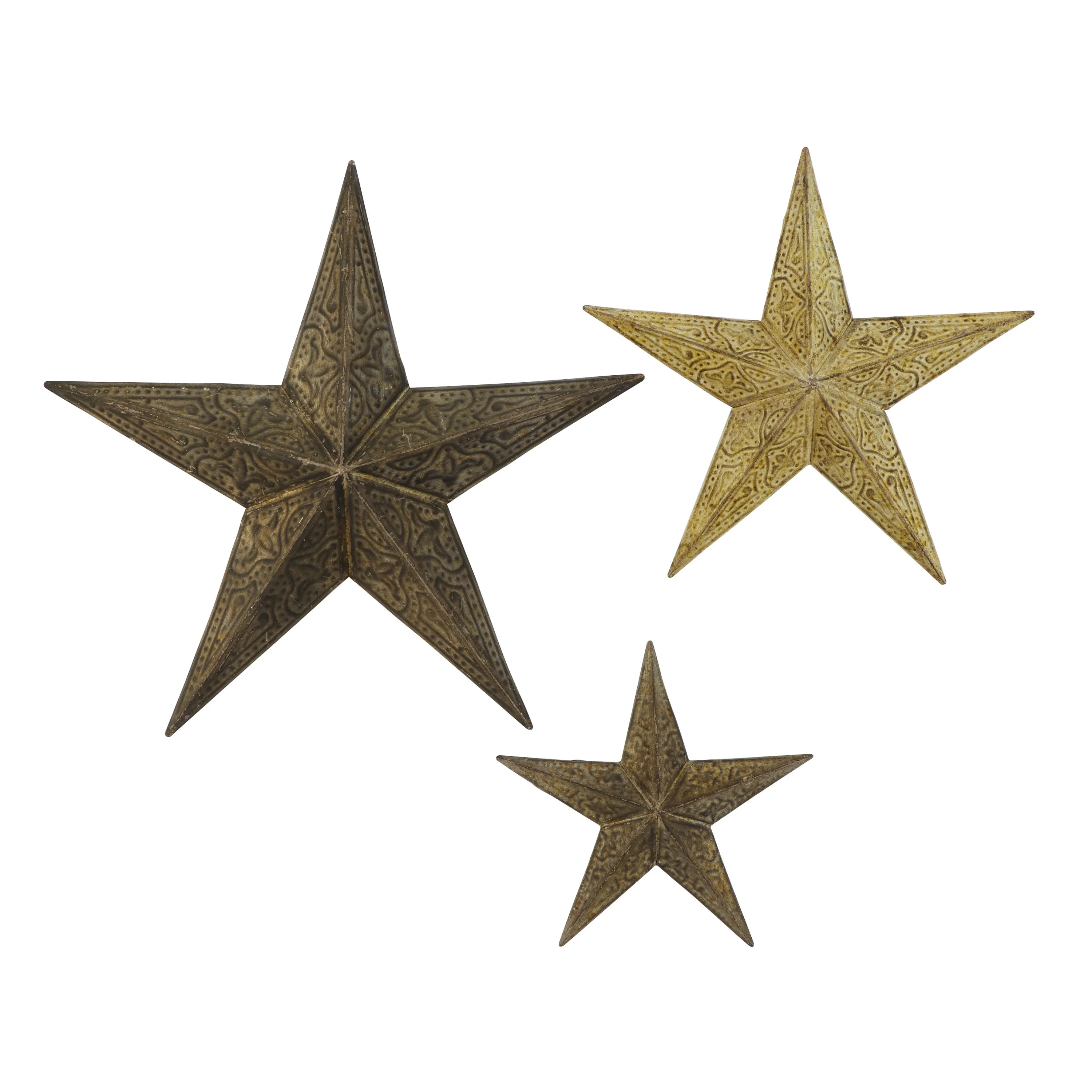DecMode Brown Metal Indoor Outdoor Star Wall Decor (3 Count) | Walmart (US)
