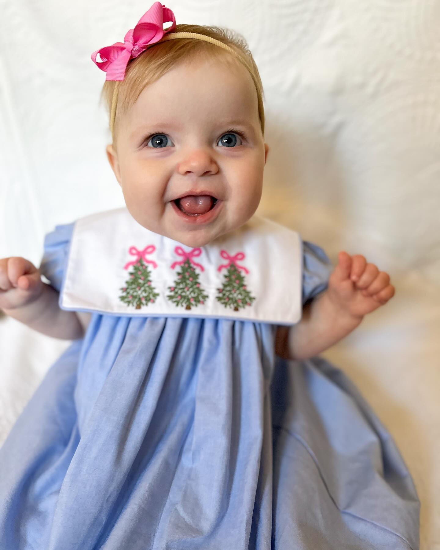 Addison’s #ootd • Blue is her color, for sure! Love this  @the_bailey_boys sweet dress. 🎄🎀