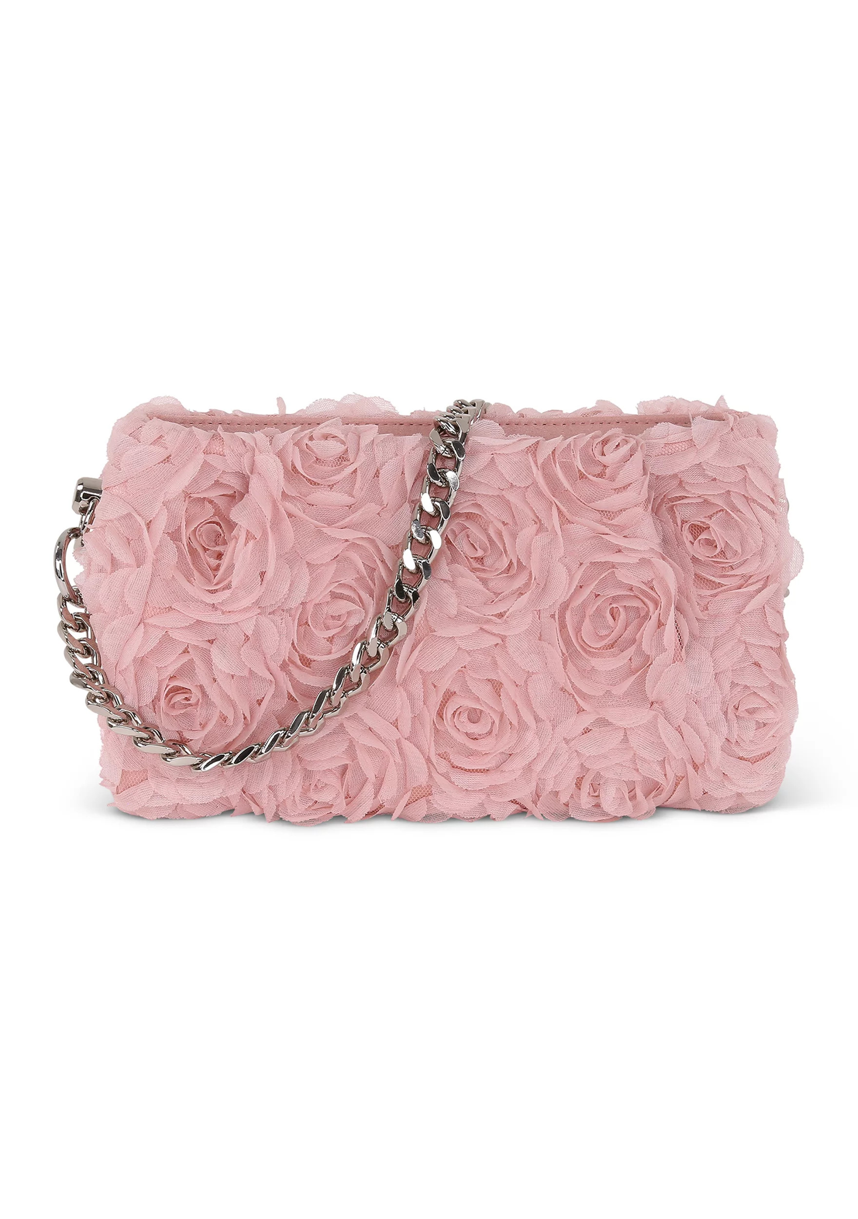 Cut Rose Floral Lace Zip Top Shoulder Clutch | Belk